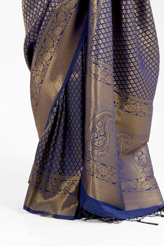 NAVY BLUE KANJEEVARAM HANDLOOM SILK SAREE