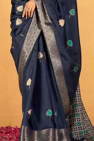 NAVY BLUE SOFT DOLA SILK SAREE
