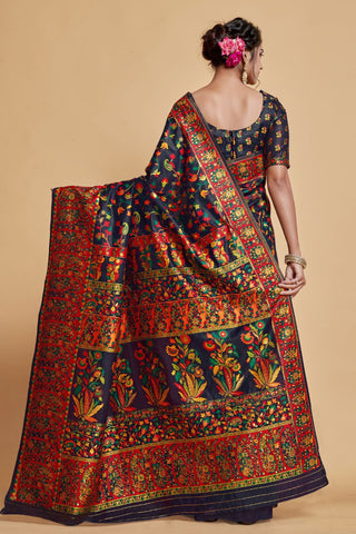 Navy Blue Soft Silk Saree_Kumari Sarees
