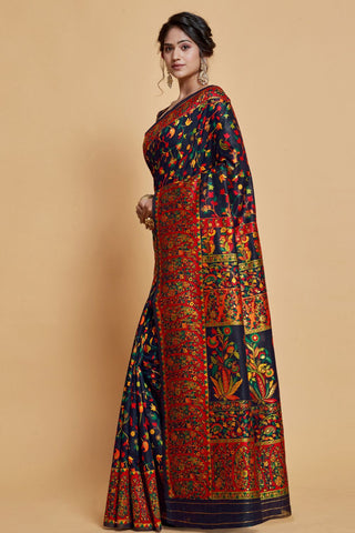 Navy Blue Soft Silk Saree_Kumari Sarees