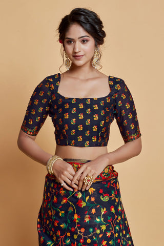 Navy Blue Soft Silk Saree_Kumari Sarees