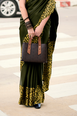 OLIVE GREEN SATIN SILK SAREE