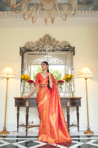 ORANGE KANJEEVARAM HANDLOOM SILK SAREE