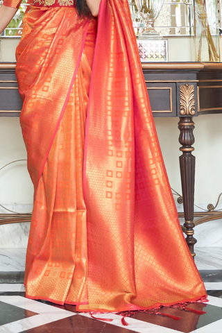 ORANGE KANJEEVARAM HANDLOOM SILK SAREE