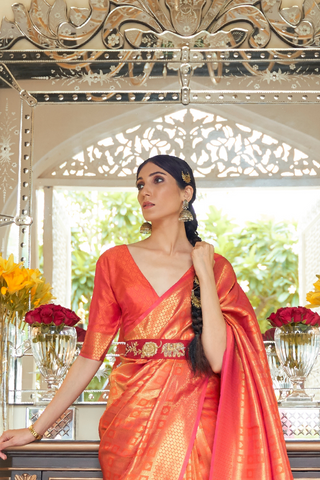 ORANGE KANJEEVARAM HANDLOOM SILK SAREE