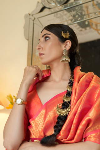 ORANGE KANJEEVARAM HANDLOOM SILK SAREE