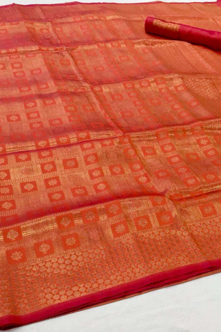 ORANGE KANJEEVARAM HANDLOOM SILK SAREE