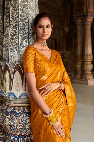 Orange Satin Silk Saree_Kumari Sarees