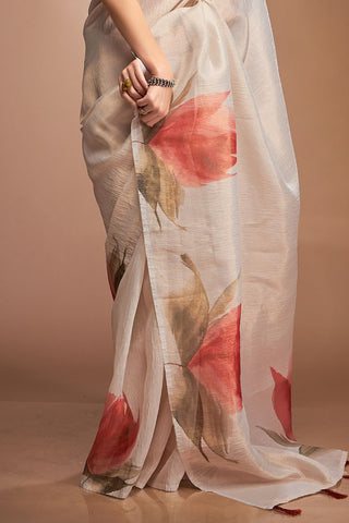 Off White Zari base Crushed Tissue Saree_Kumari Sarees
