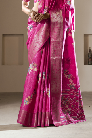 Onion Pink Soft Dola Silk Saree