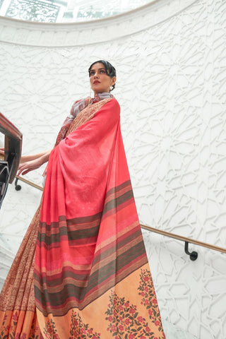 Orange Pure Silk Creep Saree_Kumari Sarees
