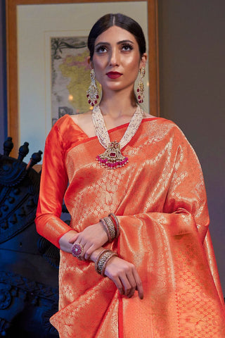 ORANGE KANJEEVARAM HANDLOOM SILK SAREE