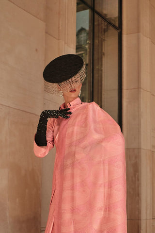 Orange Pure Satin Handloon Weaving Saree_Kumari Sarees