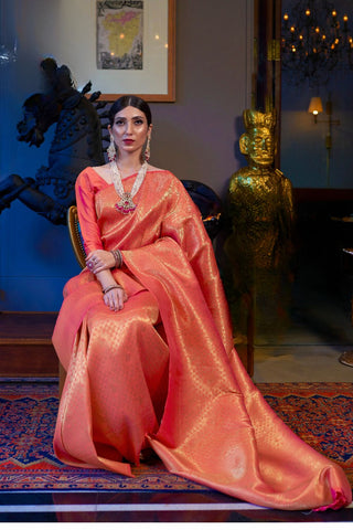 ORANGE KANJEEVARAM HANDLOOM SILK SAREE