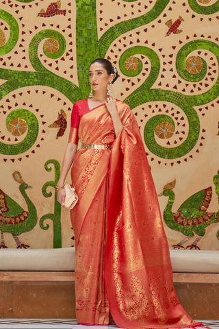 ORANGE KANJEEVARAM HANDLOOM SILK SAREE
