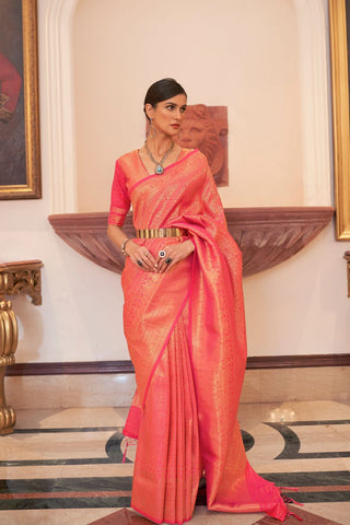 ORANGE KANJEEVARAM HANDLOOM SILK SAREE