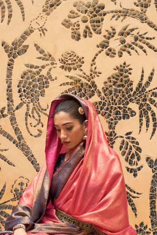 ORANGE HANDLOOM WEAVING SILK SAREE