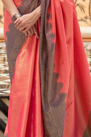 ORANGE HANDLOOM WEAVING SILK SAREE