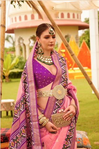 Pink Banarasi Patola Silk Saree_Kumari Sarees