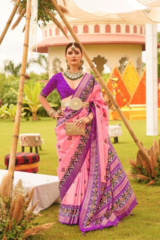 Pink Banarasi Patola Silk Saree_Kumari Sarees