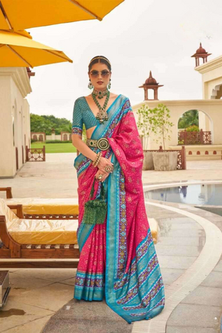 Pink Banarasi Patola Silk Saree_Kumari Sarees