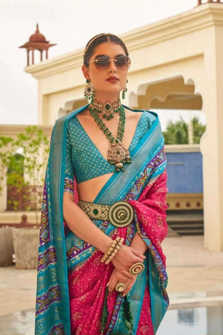 Pink Banarasi Patola Silk Saree_Kumari Sarees