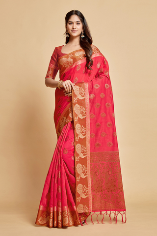 Pink Chanderi Cotton Saree_Kumari Sarees