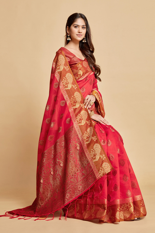 Pink Chanderi Cotton Saree_Kumari Sarees