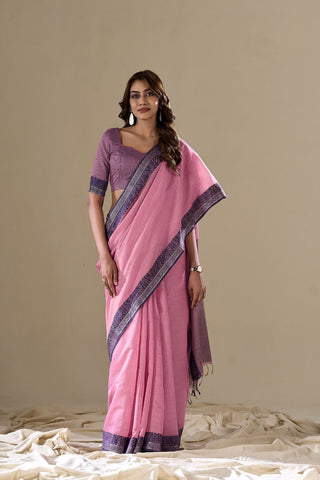 Pink Handloom Cotton Saree_Kumari Sarees