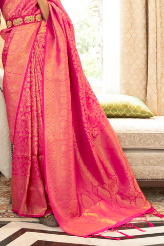 PINK KANJEEVARAM HANDLOOM SILK SAREE