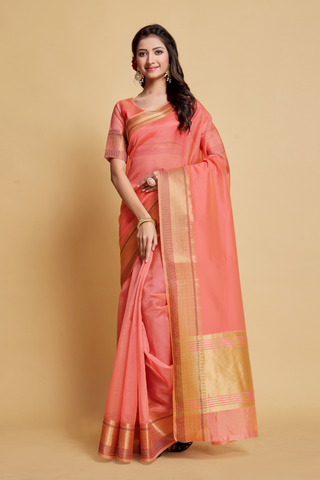 Pink Organza Saree_Kumari Sarees