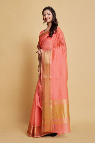 Pink Organza Saree_Kumari Sarees