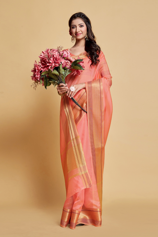 Pink Organza Saree_Kumari Sarees