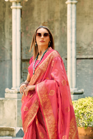 Pink Tissue Silk Saree_Kumari Sarees