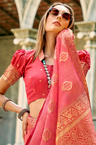 Pink Tissue Silk Saree_Kumari Sarees