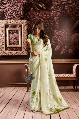 Pista Green Pure Handloom Silk Saree_Kumari Sarees