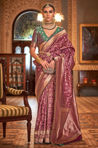 Purple Banarasi Patola Silk Saree_Kumari Sarees