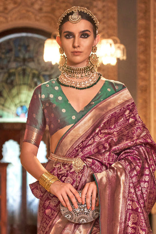 Purple Banarasi Patola Silk Saree_Kumari Sarees