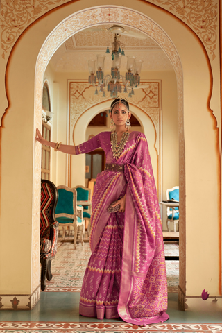 Purple Banarasi Patola Silk Saree_Kumari Sarees