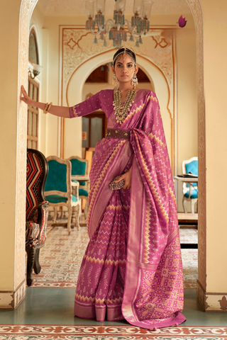 Purple Banarasi Patola Silk Saree_Kumari Sarees