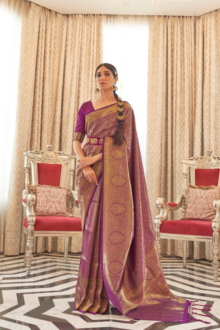 PURPLE KANJEEVARAM HANDLOOM SILK SAREE