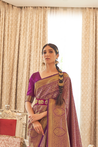 PURPLE KANJEEVARAM HANDLOOM SILK SAREE