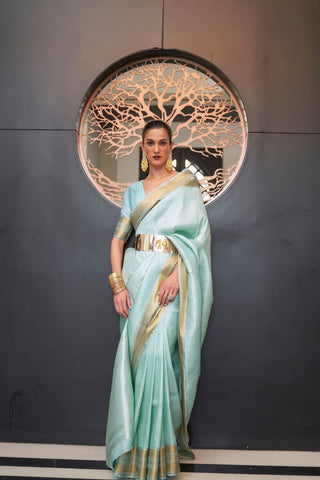 PASTEL BLUE KANJEEVARAM HANDLOOM SILK SAREE