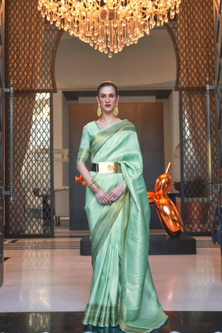 PASTEL GREEN KANJEEVARAM HANDLOOM SILK SAREE