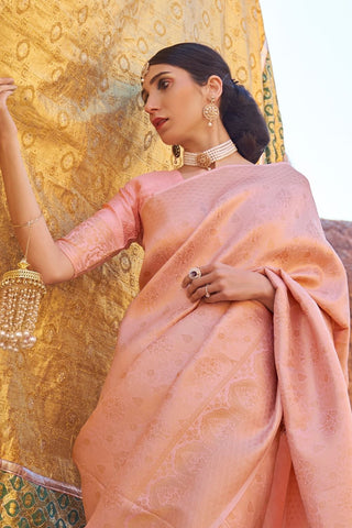 PEACH KANJEEVARAM HANDLOOM SILK SAREE