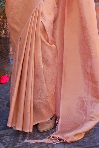 PEACH KANJEEVARAM HANDLOOM SILK SAREE