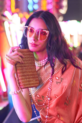 Peach Handloom Weaving Silk Saree_Kumari Sarees