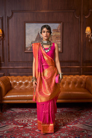 Pink Handloom Weaving Silk Saree_Kumari Sarees