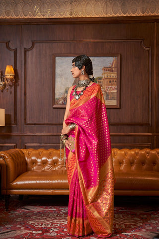 Pink Handloom Weaving Silk Saree_Kumari Sarees