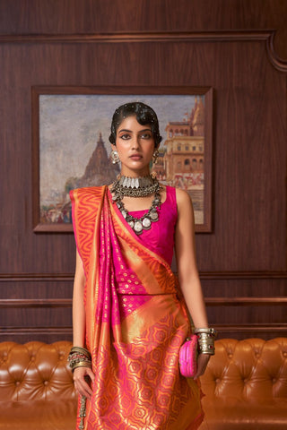 Pink Handloom Weaving Silk Saree_Kumari Sarees